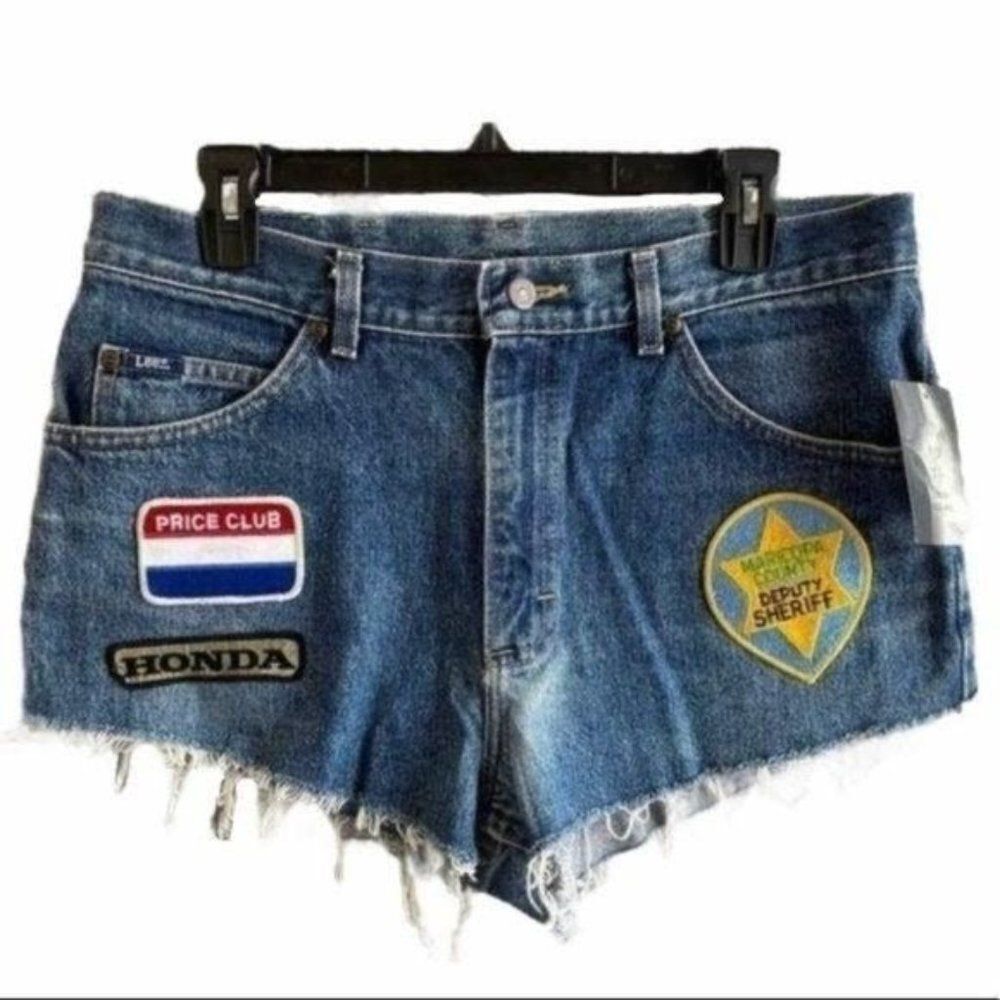 Lee Urban Renewal Urban Outfitters Upcycled Vintage Remade Jean Shorts Patches